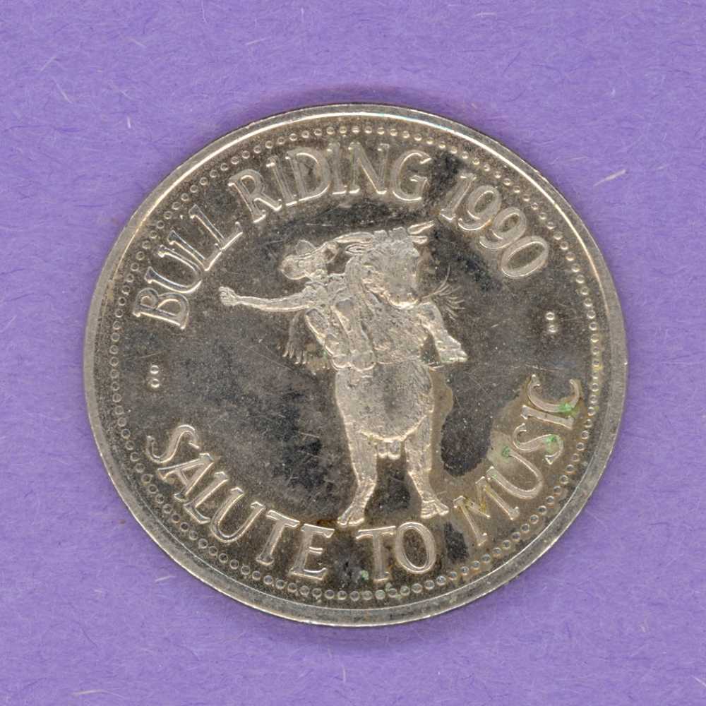 1990 Calgary Alberta Souvenir Coin or Medallion Bull Riding 1990 Salute to Music